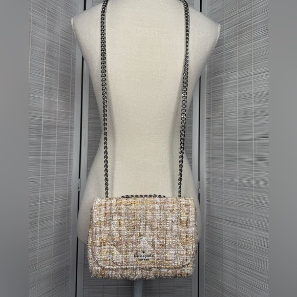 Kate Spade Briar Lane Tweed Bag Leather Accents Magnetic Flap Exterior Pocket - Picture 1 of 16